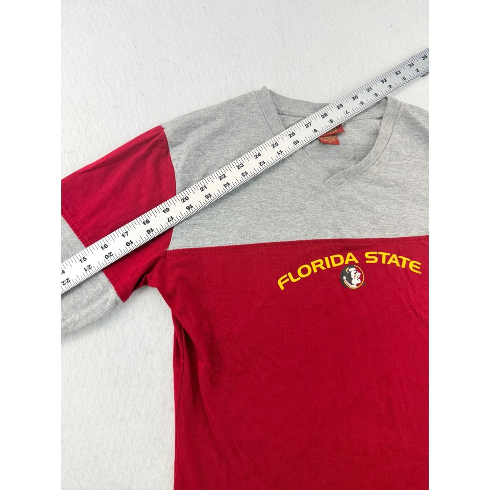 Red Oak Florida State Seminoles V-Neck Colorblock Long Sleeve Shirt Red Gray S - Picture 10 of 12